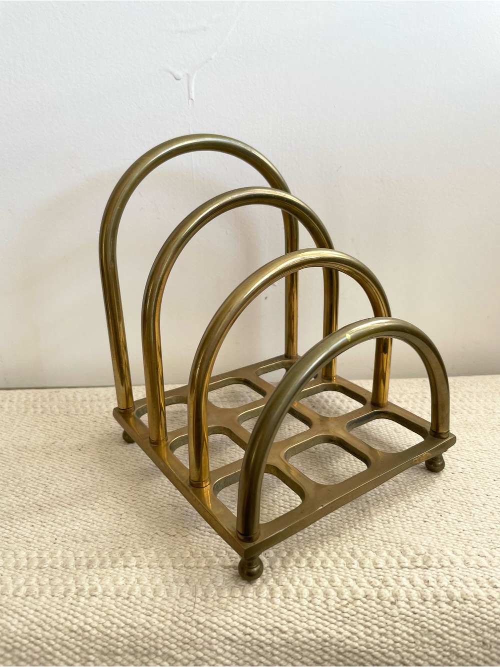 Brass Desktop Letter Holder Organizer Rack - Vintage Home Office MCM Decor